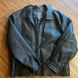 St. John's Bay Black Leather Jacket with thermal Gloves